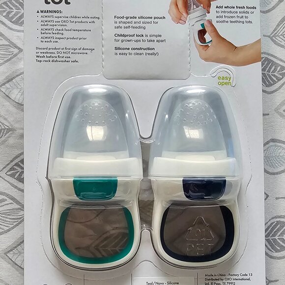 OXO Tot Silicone Self Feeder - 2pk - Navy/Teal - Picture 2 of 6
